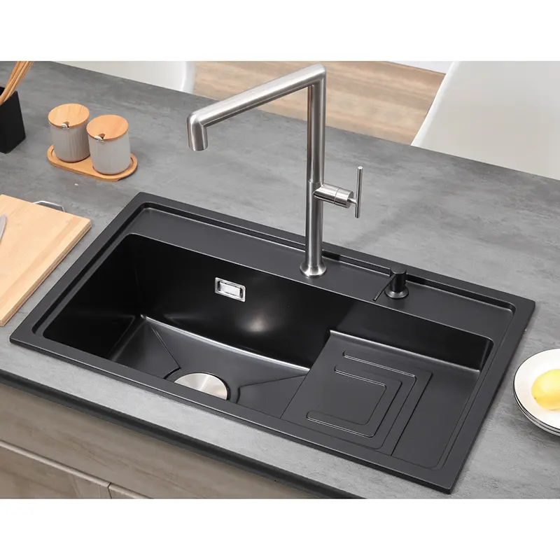 Black Single Crater Kitchen Sink